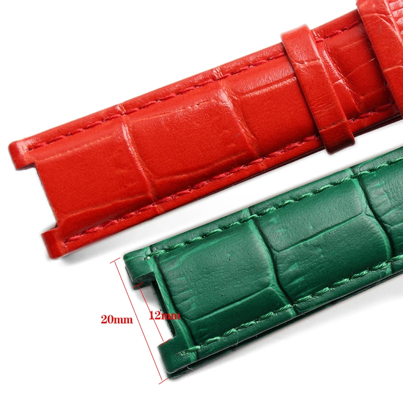 Genuine Leather Watchband Replacement For MK2277 2425 2290 2281 2280 Strap Concave Interface 20*12mm Red Blue Men Women Bracelet