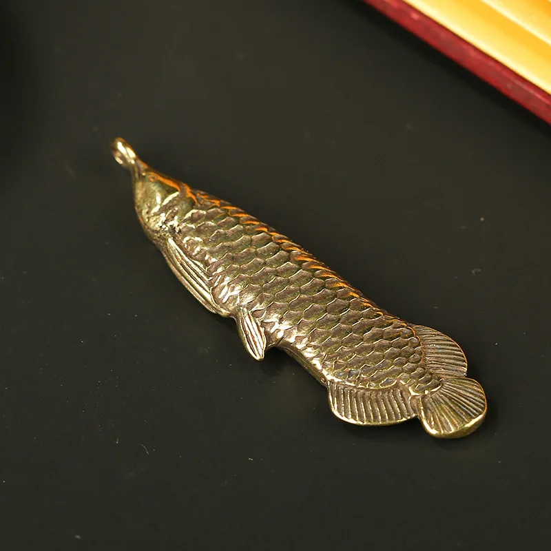 Pure Copper Retro Lucky Fish Pendant Hanging Jewelry Handmade Brass Fish Key Chains Charms Car Keychains Pendants for Necklace