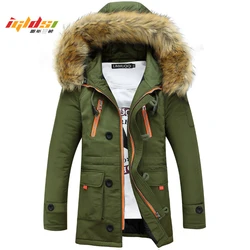 Chaqueta gruesa de invierno para hombre, Parkas largas y gruesas con cuello de piel sintética, rompevientos con capucha para exteriores, abrigos de nieve de 30 grados