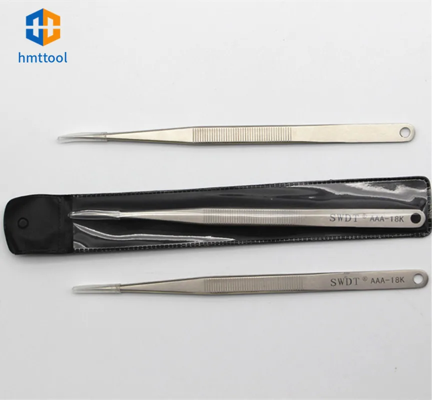 18CM AAA-18K Anti-Static Stainless Steel Precision Tweezers Electronic Pointed Straight Tweezer For Phone Repair Tools