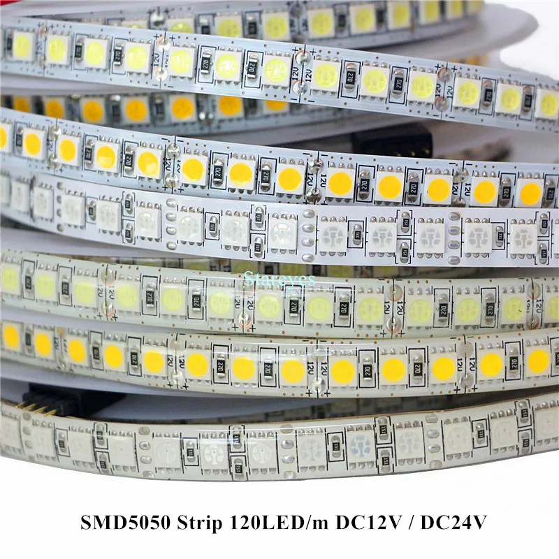 SMD5050 120 led/m 5m DC12V DC24V RGB biały CCT taśmy LED światła IP20 IP65 IP67 wodoodporna elastyczna taśma LED wstążka dekoracji wnętrz