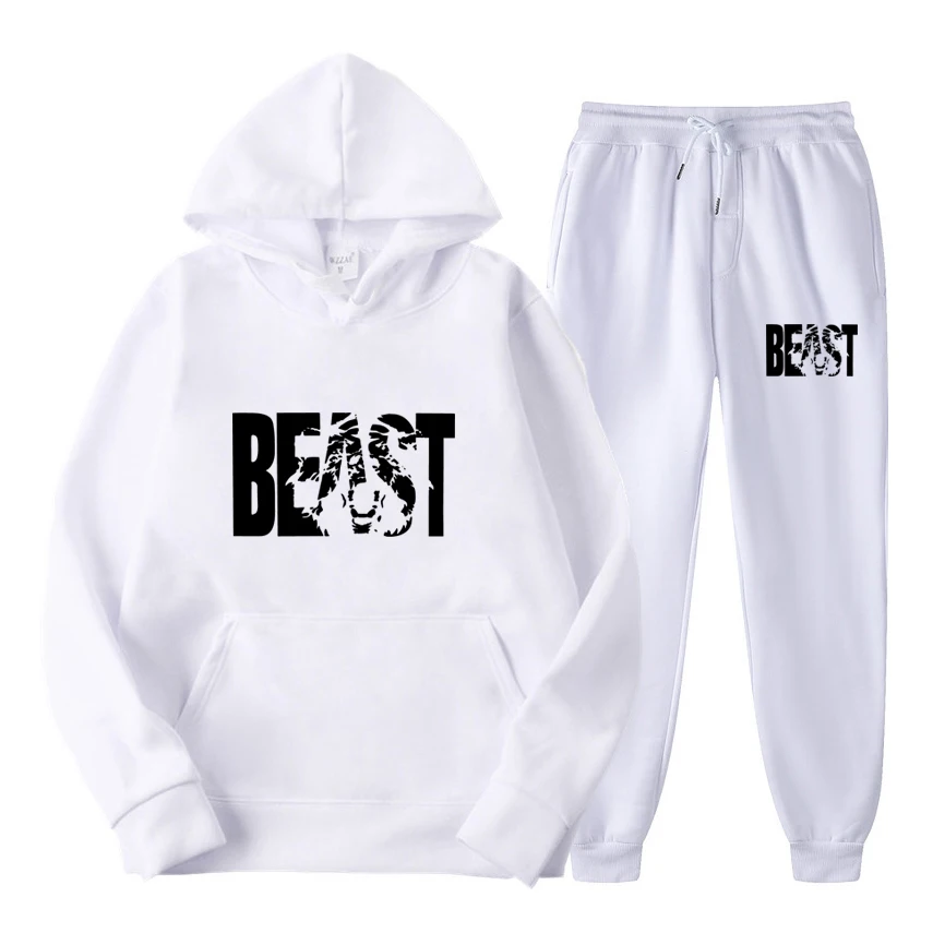 2022 Autumn And Winter Hoodies Letters Print Sweatshirt+Sweatpant Men\'s 2Pcs Sets Tracksuit Hooded Sportswear Running Pants