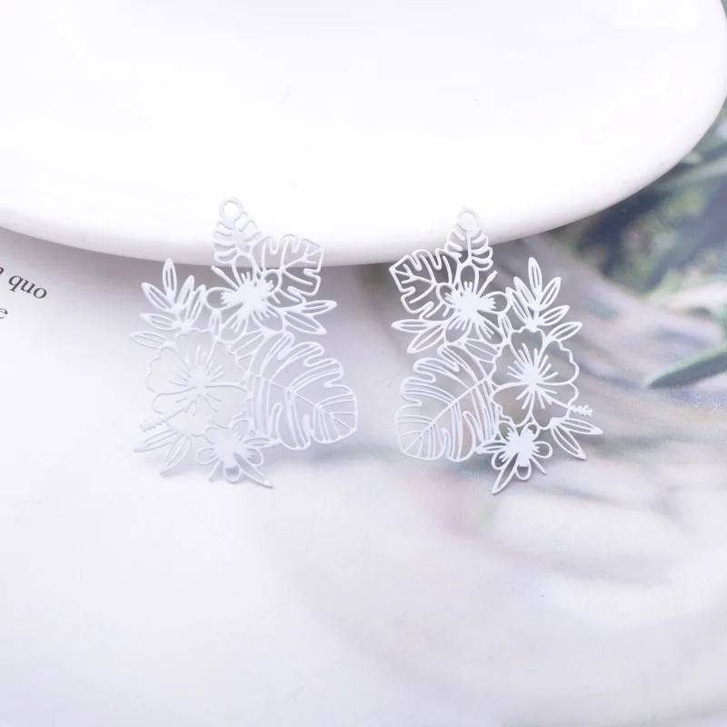 30 Stück AB6737 30*25mm Bemalte Messing-Tropenblätter-Anhänger DIY Schmuck Ohrring-Zubehör – Detail 13