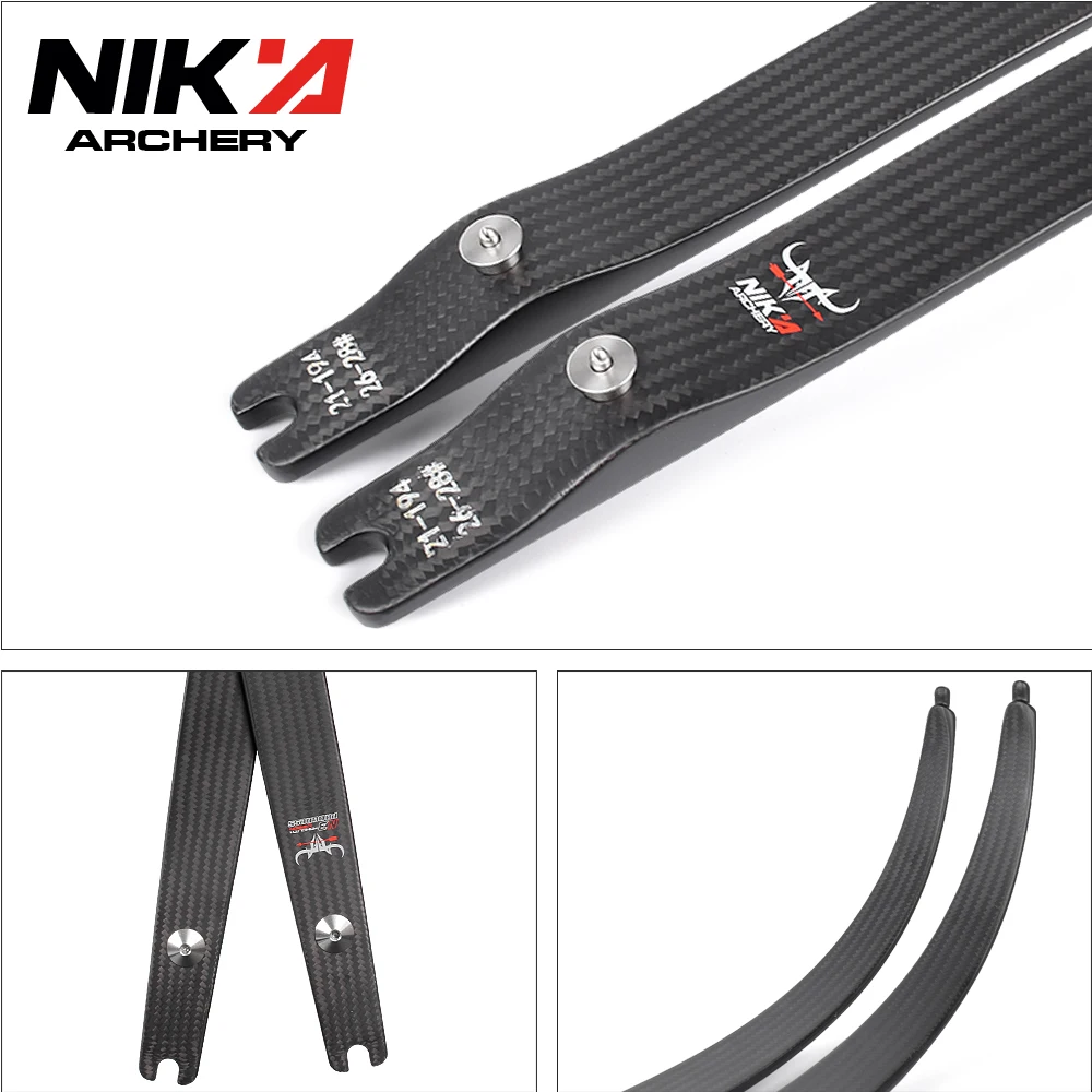 1 pair Nika Archery N3 Recurve Bow Limbs 55% Carbon Fiber with Small BULL Logo Limbs 22-46lbs Archery Recurve BOW