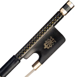 Master 4/4 Carbon Fiber Cello Bow Golden Silk Braided Stick Round Natural Horsehair Acoustic Cello Bows