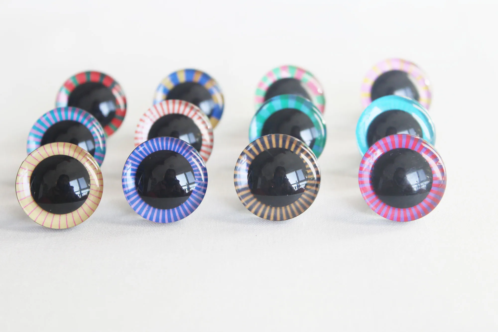 original creation 100pcs 9 12 14 16 18 20 25 30 35mm 3D Colorful crystal eyes  Toy Eyes + Washer for Diy --X12B-style option