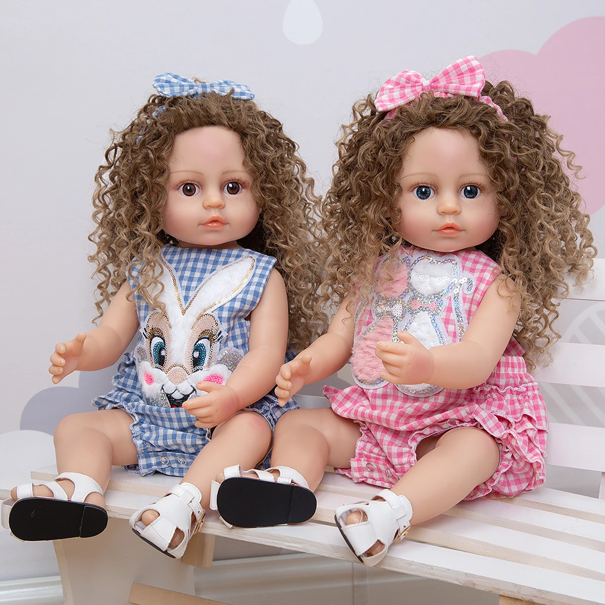 Bebes doll with 55 CM Silicone Full Body Reborn Twins Doll Realistic Girl Baby Doll Toys Children Birthday Gifts Fake Baby Toy