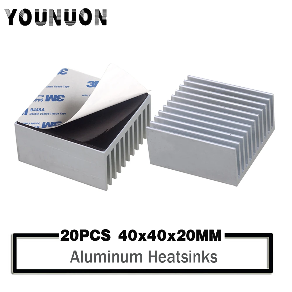 20PCS 40*40*20mm 40mm Heat sink Aluminum Heatsink Cooler Cooling Fin For Led Light IC Chip 40x40x20mm