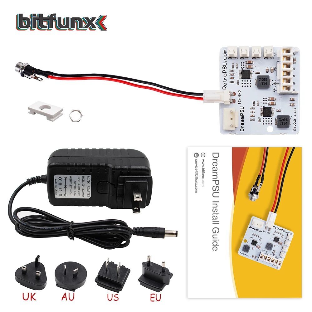 Bitfunx DreamPSU Rev2.0 12V Replace DC Console original Power Supply for SEGA Dreamcast Game Console