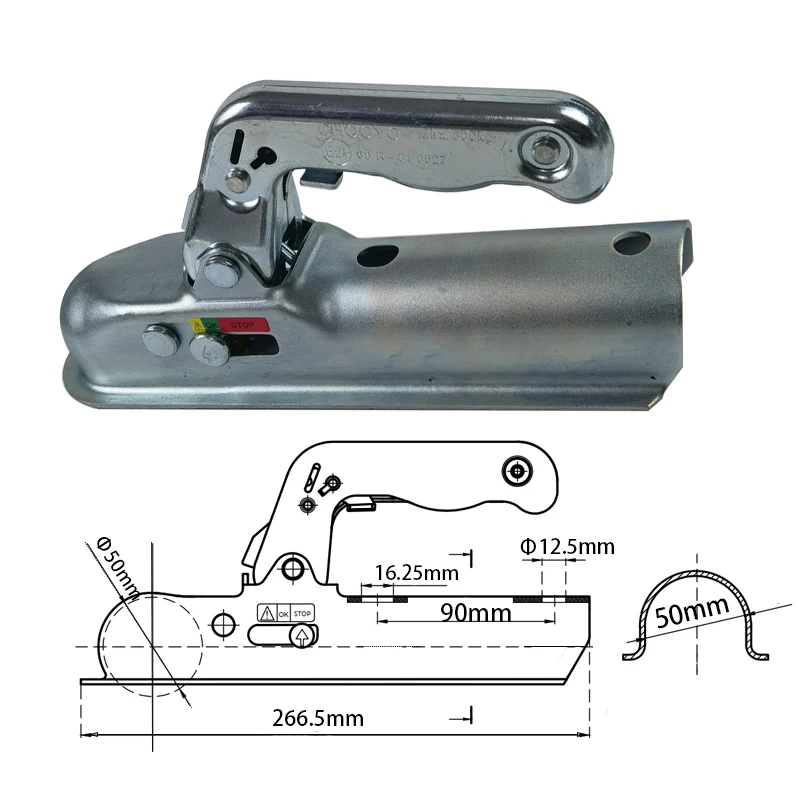 Etiqueta para engate de reboque ego tarielr, estilo ue para 50mm