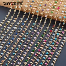 GUFEATHER C228,diy 체인, 18k 금도금, 구리, 천연석, 패스 리치, 니켈 프리, 쥬얼리 제작, diy 브레이슬릿 목걸이, 1 메터/몫
