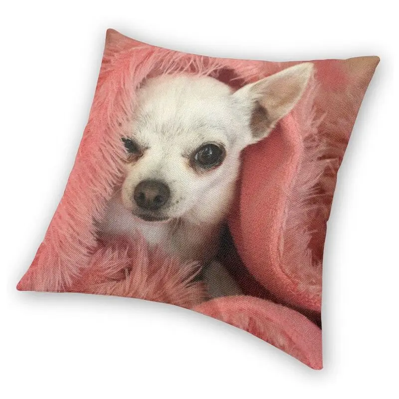 Personalized Chilly Chihuahua Square Pillow Case Home Decorative Pet Dog Cushions Throw Pillow for Car Double-sided Printing