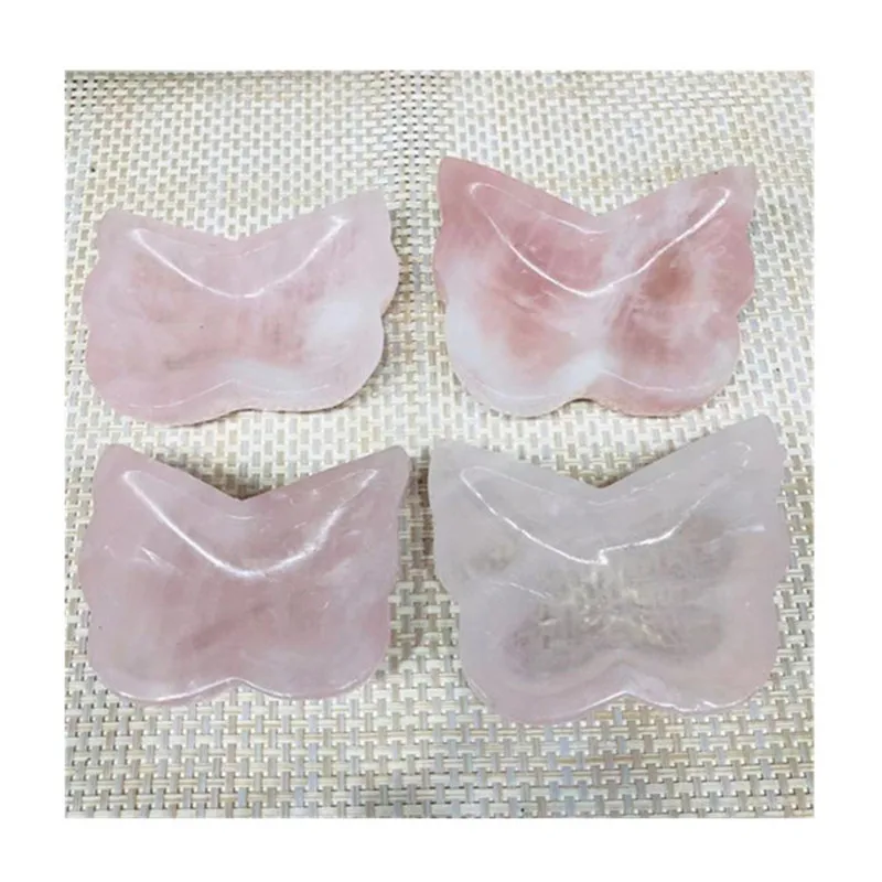 

Натуральные резные чаши из розового кварца с бабочкой, лечебные камни для украшения