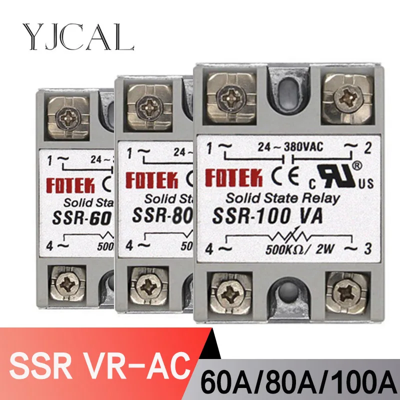 Półprzewodnikowy moduł przekaźnikowy 24-380V SSR-60VA SSR-80VA SSR-100VA 60A 80A 100A 500K Ohm do 24-380V AC wysokiej jakości