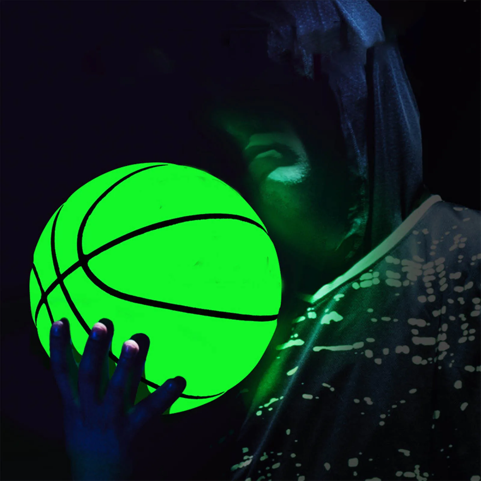 

Luminous Basketball Ball Holographic Reflective Lighted Flash Ball Wear-Resistant Glowing Basketball Night Sports Game