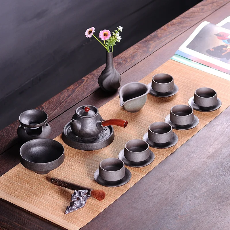 Ceramic Tea Set Side Pots Cup Set Kung Fu Tea Japanese Earthenware Tea Gift Tea Pot Set Tea Set Chinese Teaware Tea Ceremony Set