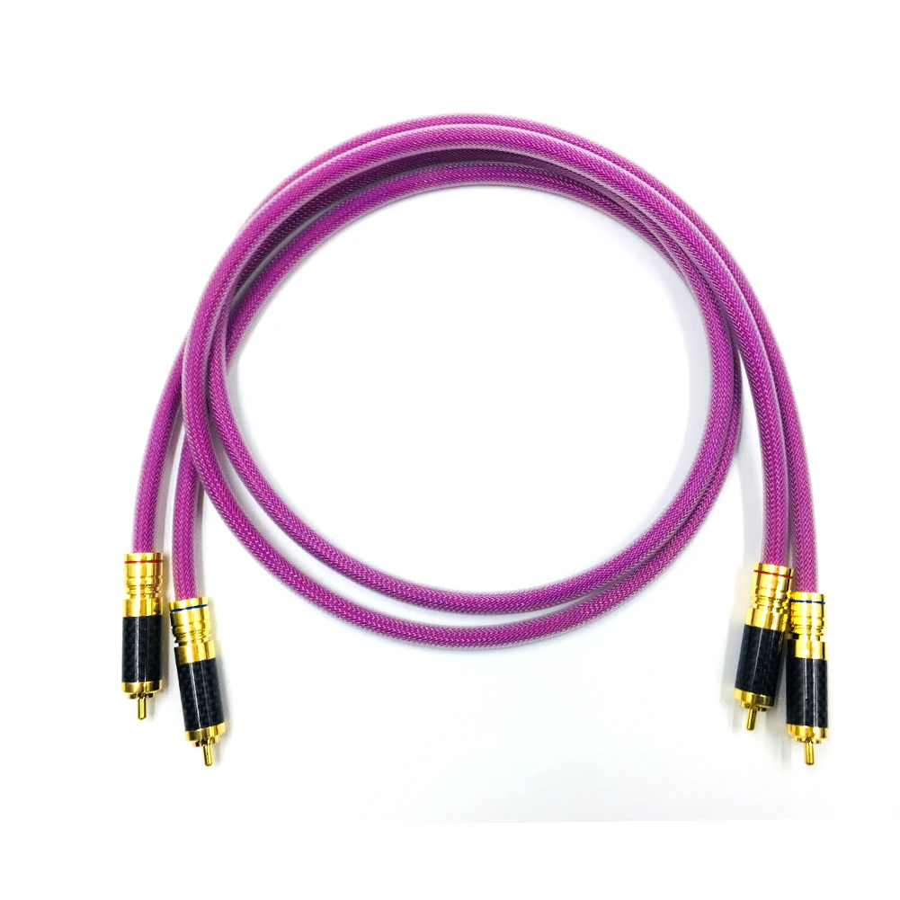 TOP-HiFi Pair  2RCA Male to 2RCA Male Cable RCA Reference Interconnect Audio Cable with Gold plated RCA PLUG