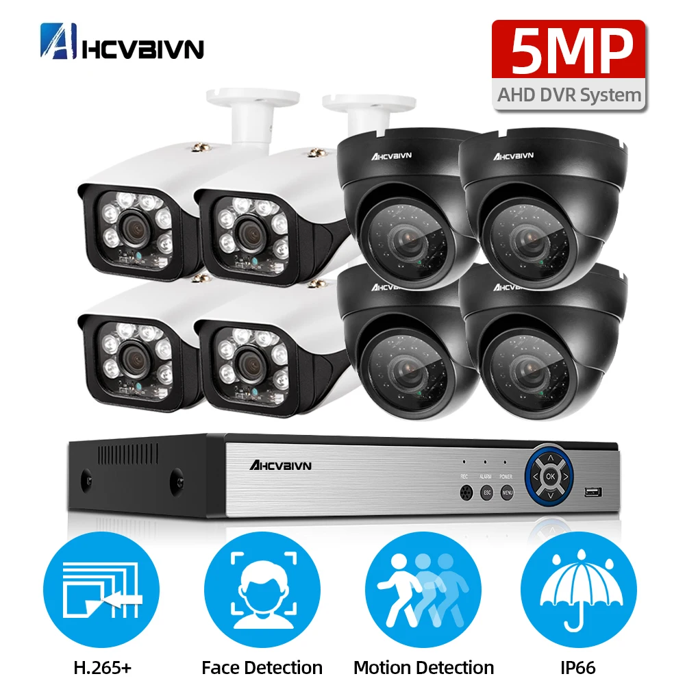 

Face Recognition 5MP Security Camera System 8CH AHD DVR Kit 4/8 * 5MP HD Outdoor CCTV Camera P2P Video Surveillance System Set