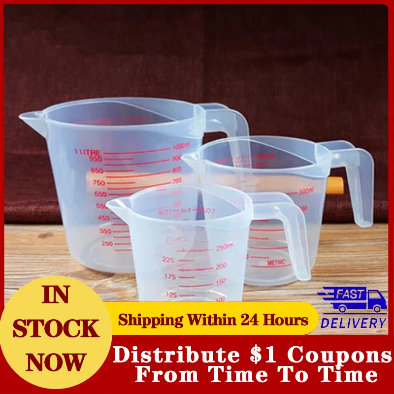 

Hot Sale 250ML 500ML 1000ML Measuring Cup Dropshipping Plastic Tip Mouth Jug Pour Spout Transparent Handle Baking Kitchen Tools