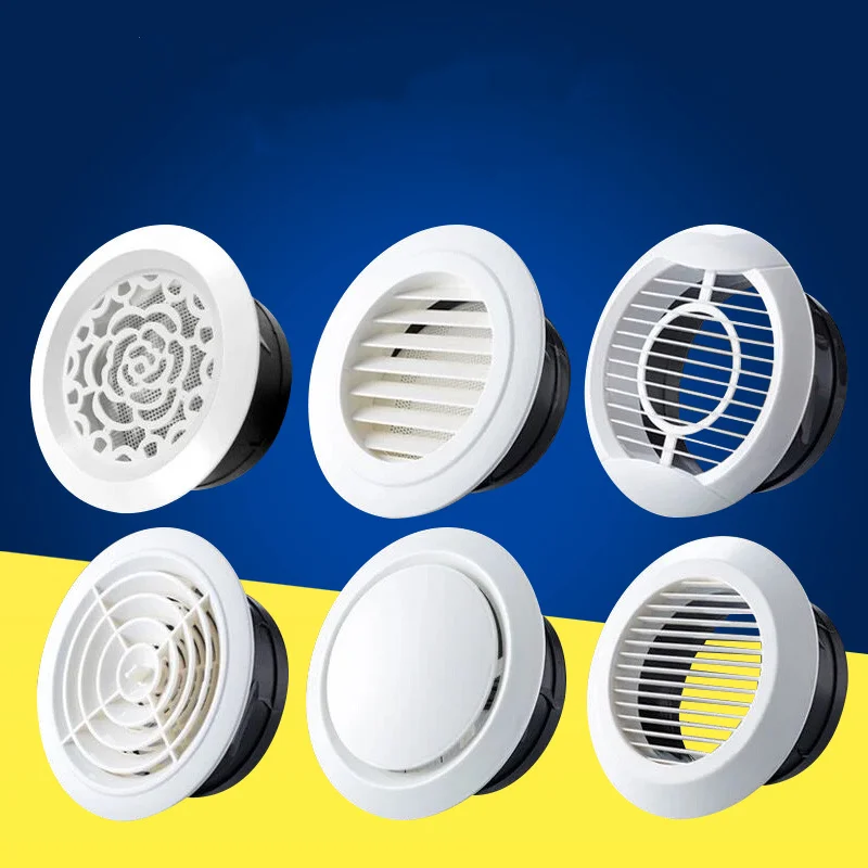 Adjustable air ventilation cover round ducting ceiling wall hole abs air vent grille louver kitchen bath air outlet