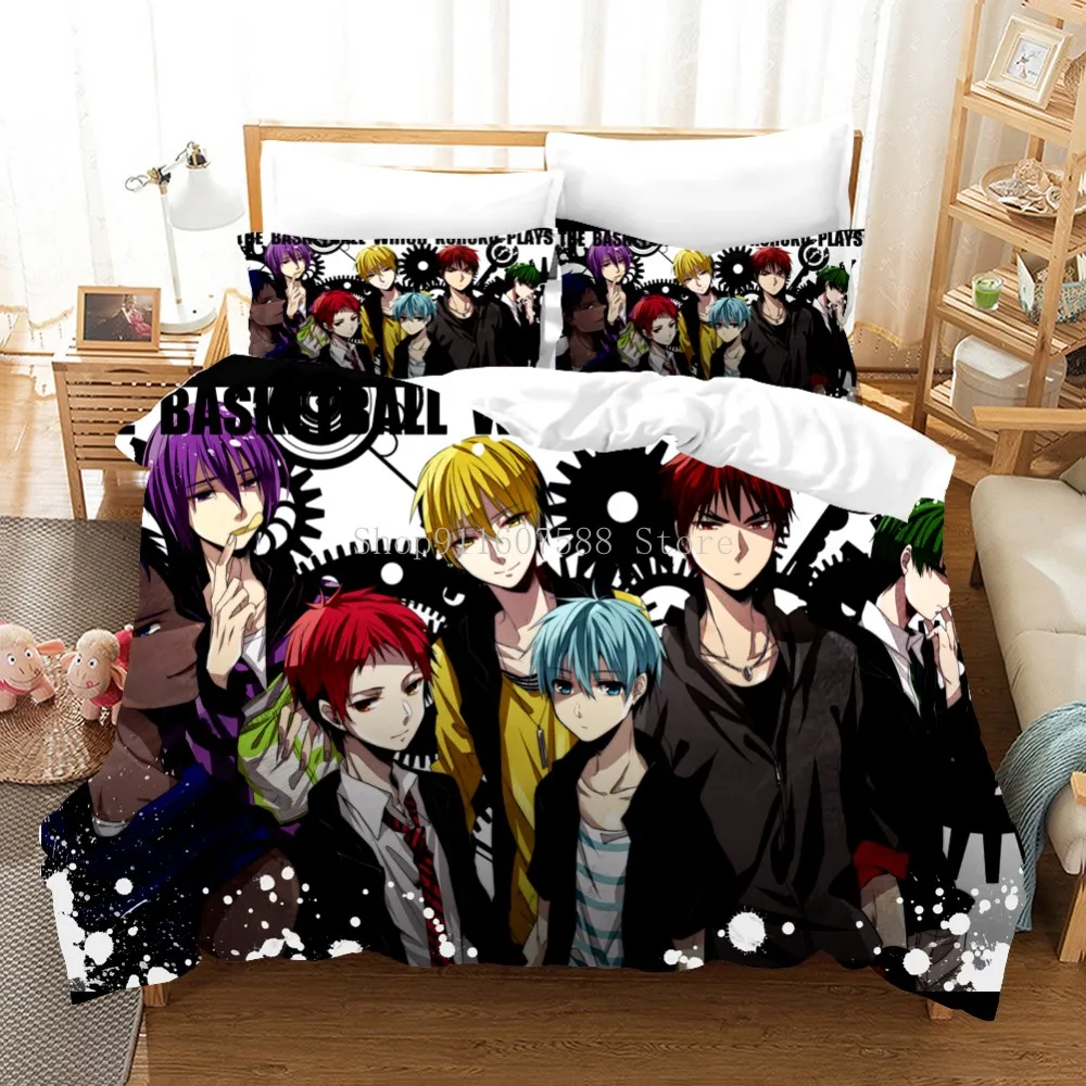 Anime Kuroko's Basketball Kuroko Tetsuya Bedding Set Bed Linen Cartoon Duvet Cover Set Pillowcase Twin Size For Boys Bedclothes