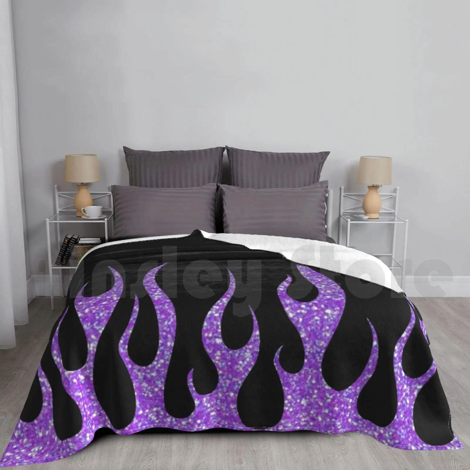 

Purple Glitter Flames Blanket For Sofa Bed Travel Flame Fire Y2k 2000s 90s Aesthetic Cute Retro Tumblr 2000s 80s