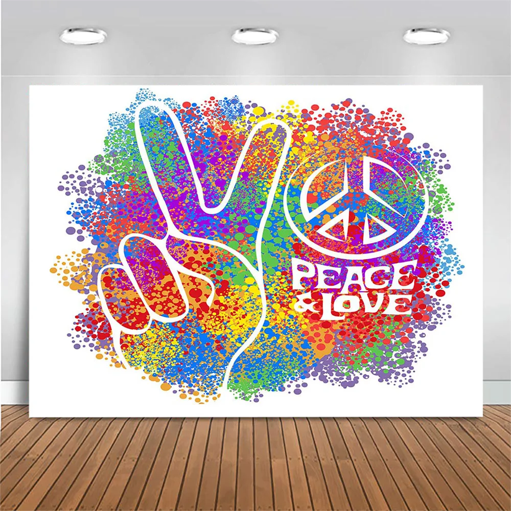 Peace & Love Theme Party Backdrop Graffiti Scissorhands Photography Background Graffiti Art Party Photo Background for Photocall