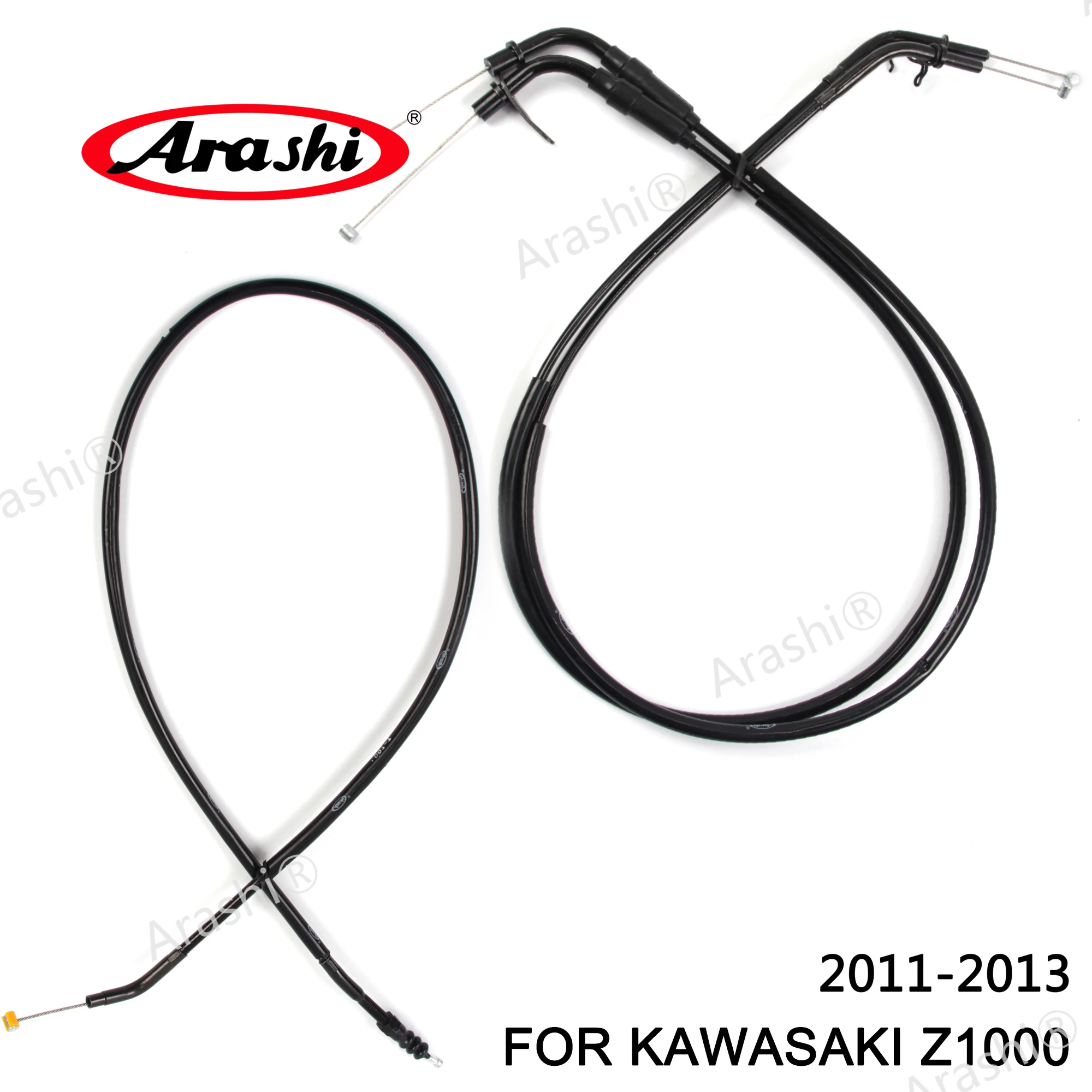 Arashi Motorcycle Accessories Throttle & Clutch Cables Stainless Lines for KAWASAKI Z1000 2011 2012 2013 Z 1000 Ninja 1 Set