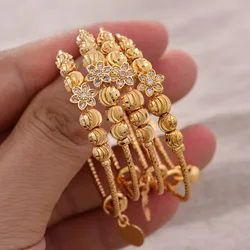 24K 4pcs Ethnic Gold Color Dubai Bangles Kids Bracelet Luxury Bracelet Dubai Bangles Child Jewelry Birthday Present