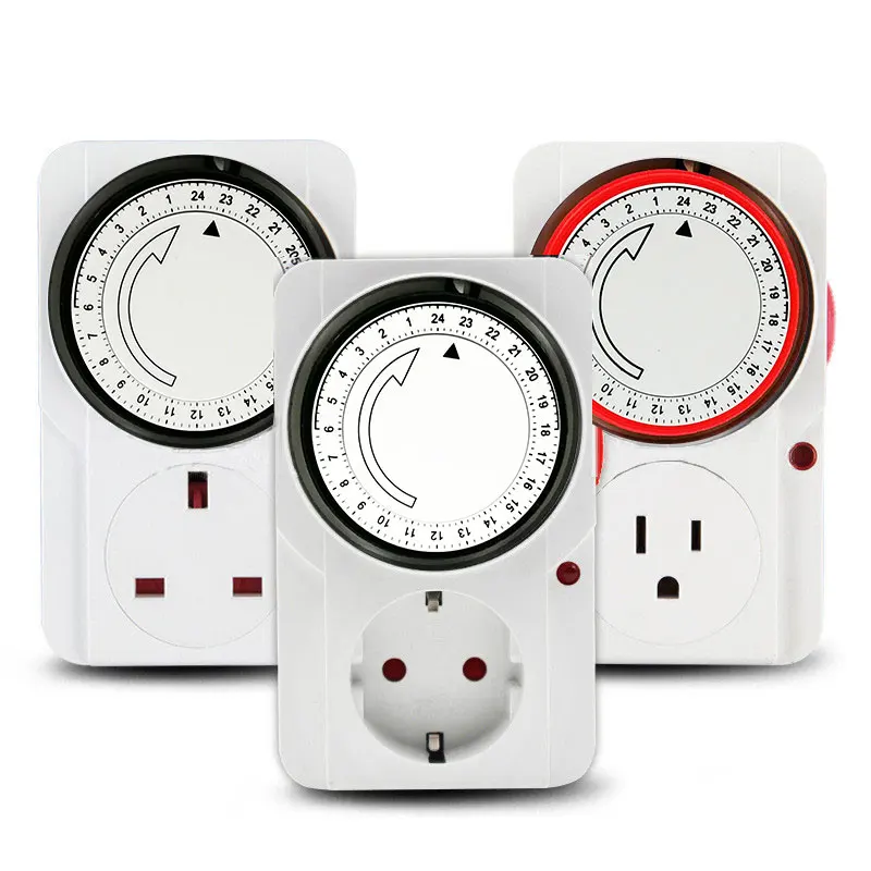 

24 Hour Cyclic Timer Switch Kitchen Timer Outlet Loop Universal Timing Socket Mechanical Timer 230VAC 3500W 16A UK EU CN US Plug