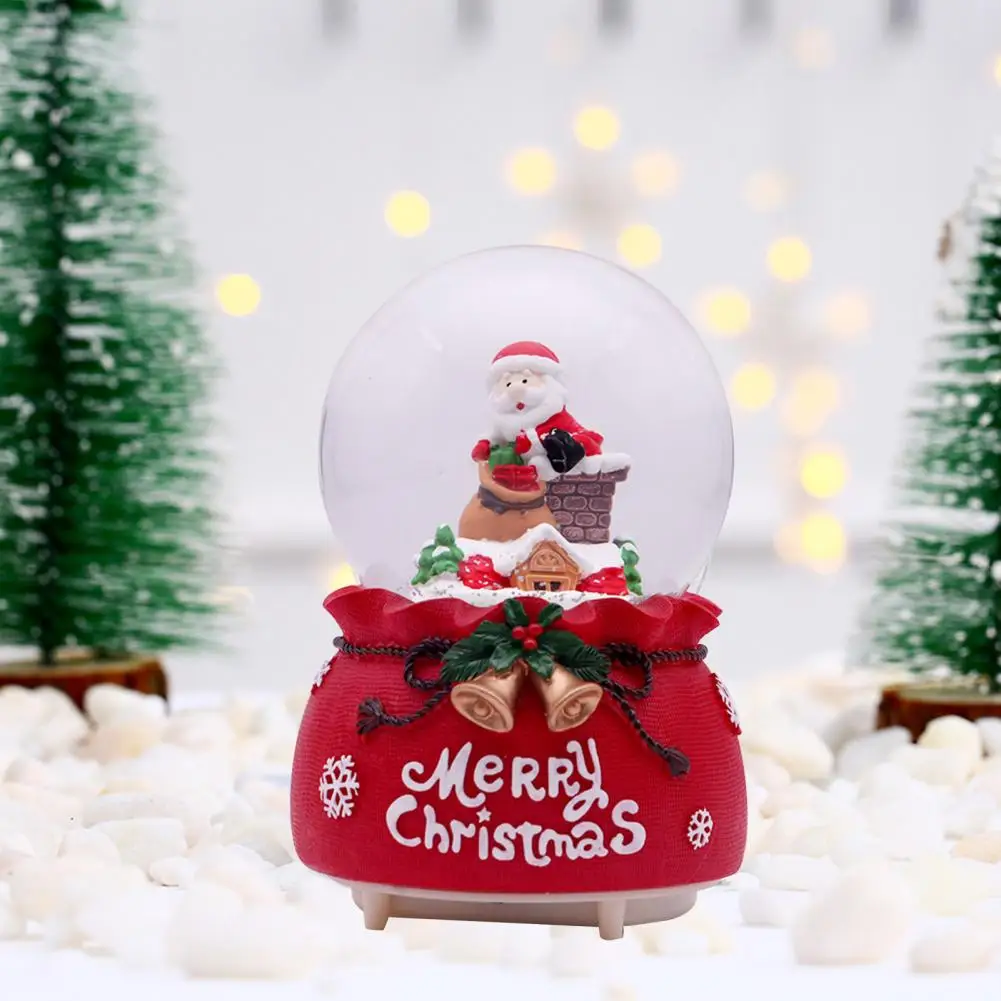 Globo de nieve decorativo de Santa Claus, adornos navideños de dibujos animados en 3D, globo de nieve de música en miniatura