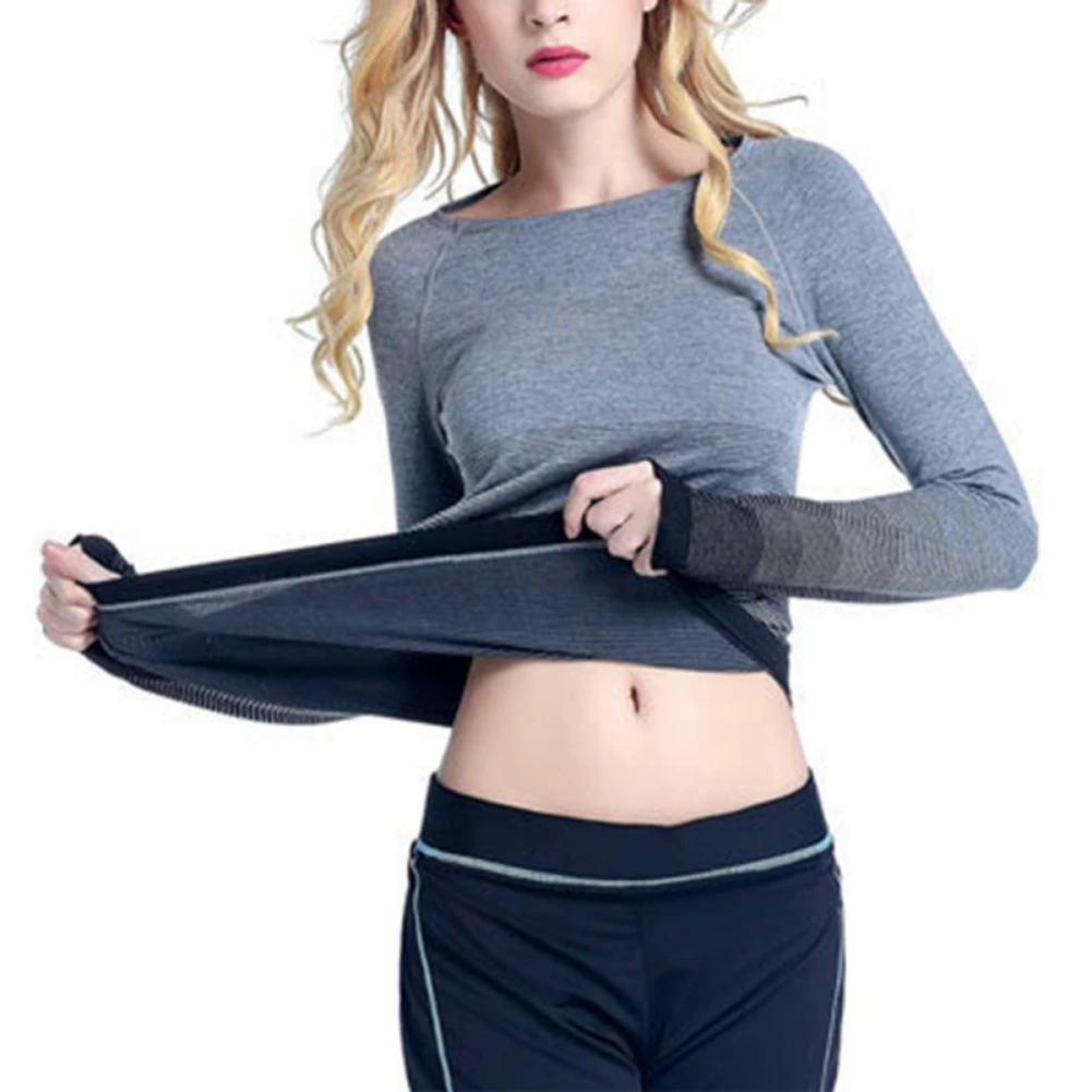 Women Sport Yoga Shirt Breathable Gym Running Fitness Running Yoga T-shirt Long Sleeve Shirts Gradient Color Quick Dry Sport Top