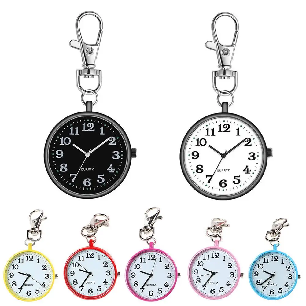 

Silver Gold Bronze Retro Pocket Key Ring Clip Clasp Bag Watch Quartz Watch Cute Pocket Watches