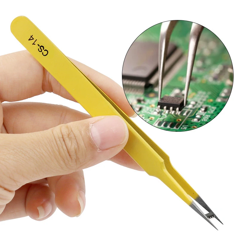 Color stainless steel elbow tweezers beauty tool electronic mobile phone repair curved straight fine-pointed clamp hand tool