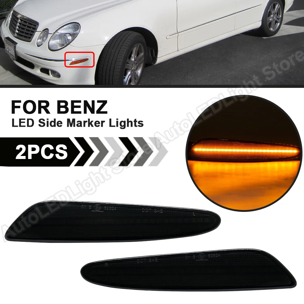 

2Pcs For 2003-2006 Mercedes Benz W211 E Class E320 E350 E500 E55 AMG 2003 2004 2005 2006 LED Side Marker Light Turn Signal Lamp