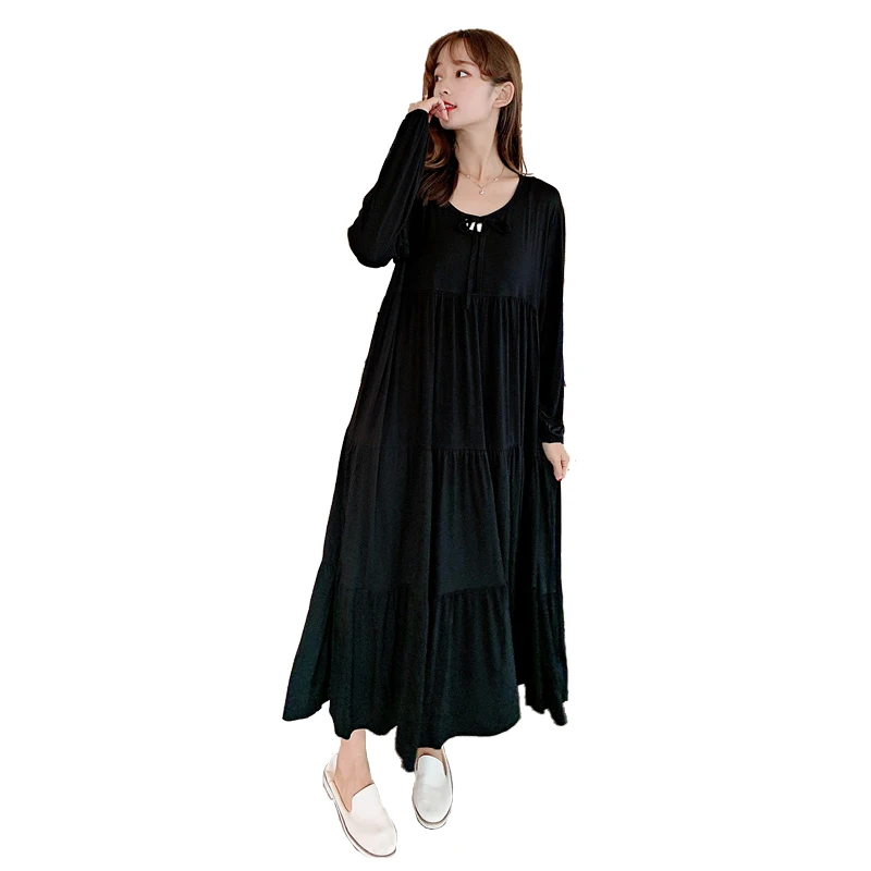 New Ladys Modal Tiered skirt Nightgown Nightie Long Maternity Dress Home Dress Sleepwear Fat MM Night Shirt Loose Nightwear