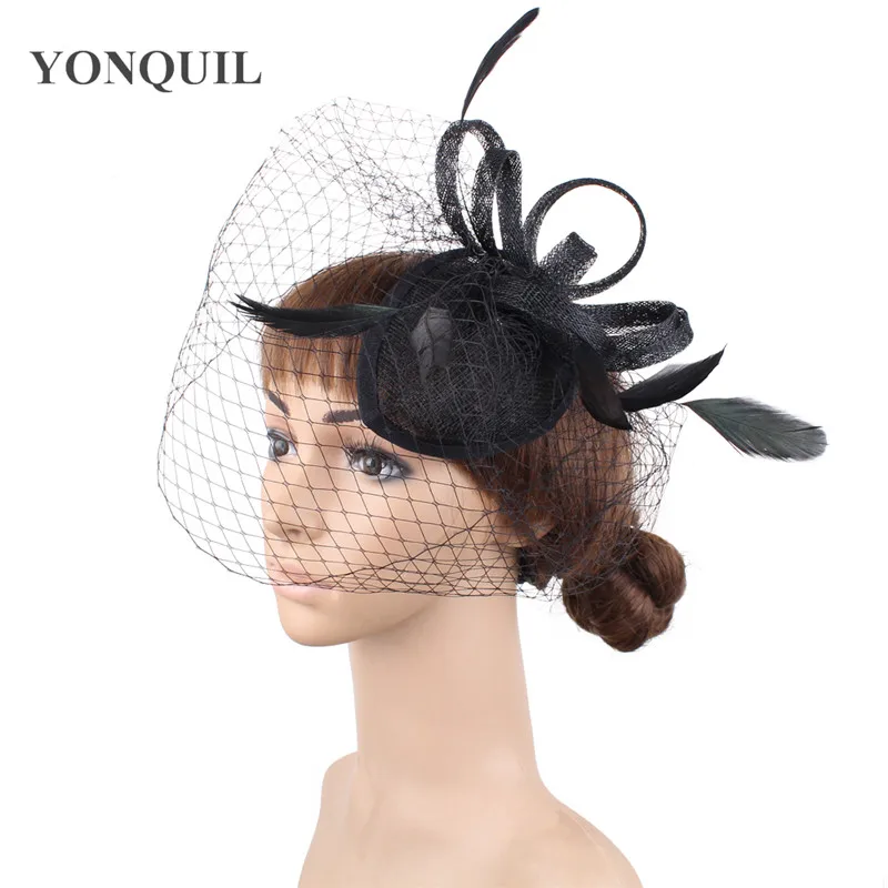 

Wedding Mesh Fascinator Hats Women Elegant Fashion Headwear Net Church Cocktail Race Headpiece With Hairpin Bride New Headdress