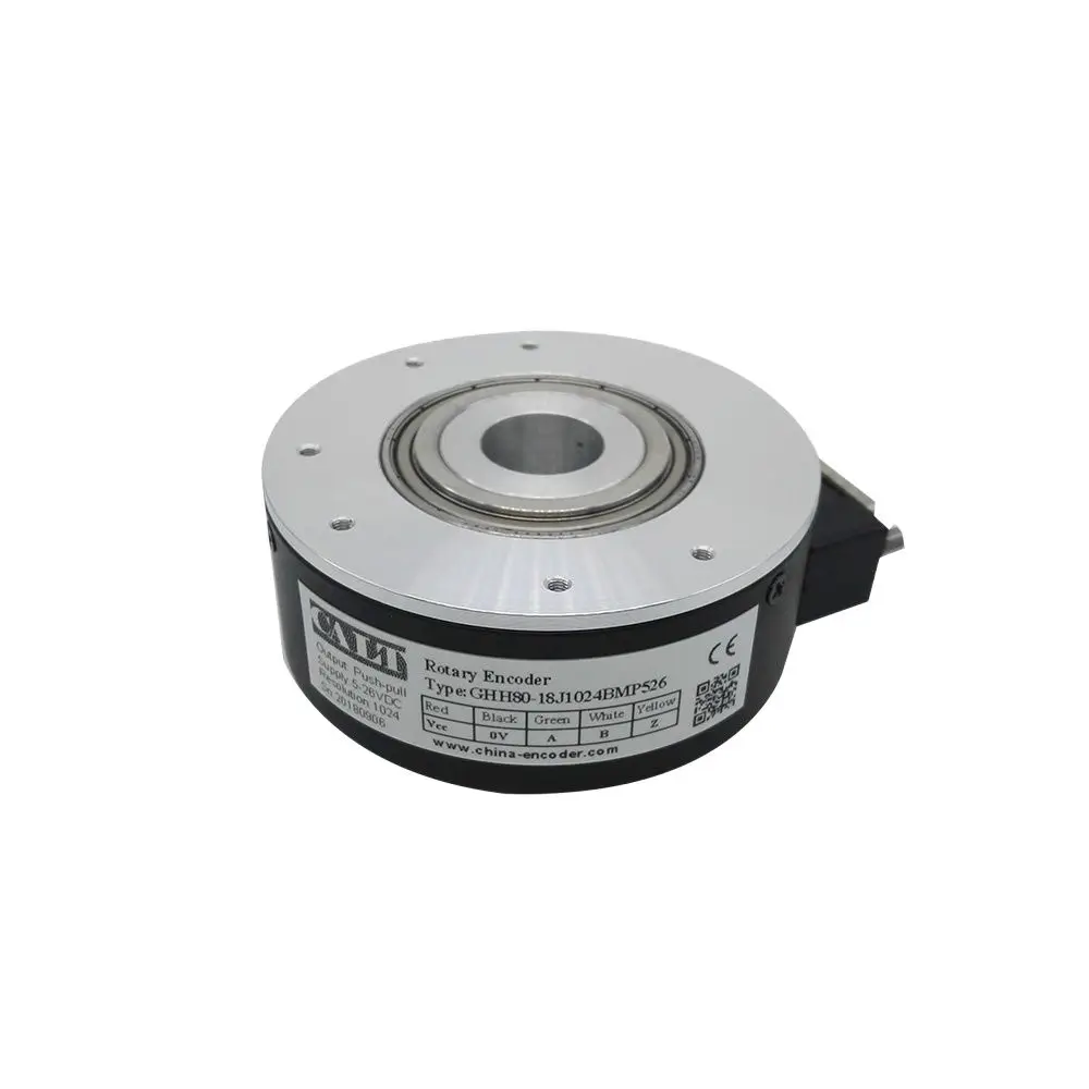 

Big size 80mm outer hollow shaft encoder 18mm hole PC Socket side pin incremental encoder GHH80-18J1024BMP526 5V 12V 24V