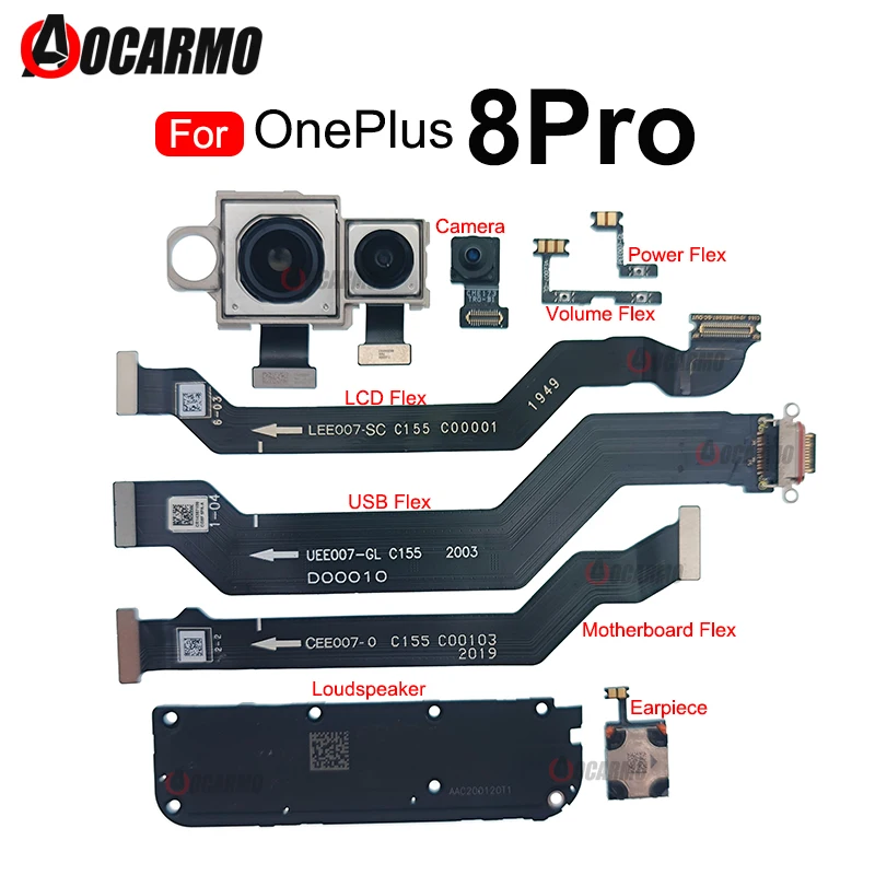 Camera / Power / Volume And Speaker For OnePlus 8 Pro 1+ 8Pro USB Charging Port And LCD Motherboard Main Flex Cable Repair Part