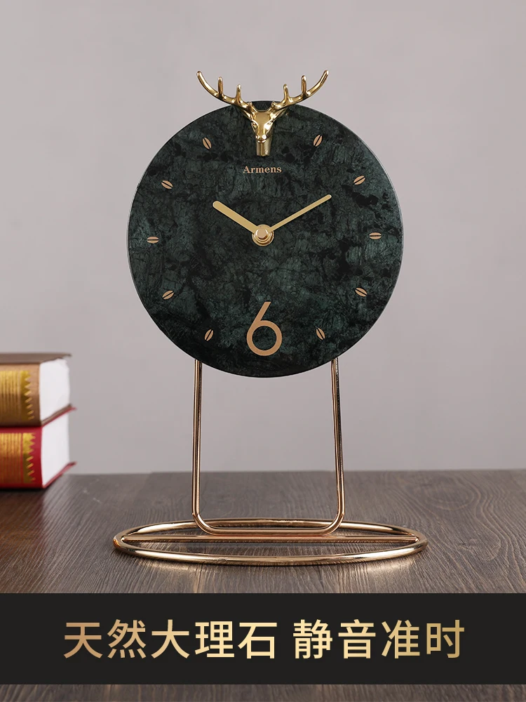 

Marble Table Clock Modern Minimalist Ornaments Living Room Clock Pendulum Desktop Home Desktop Light Luxury Clocks