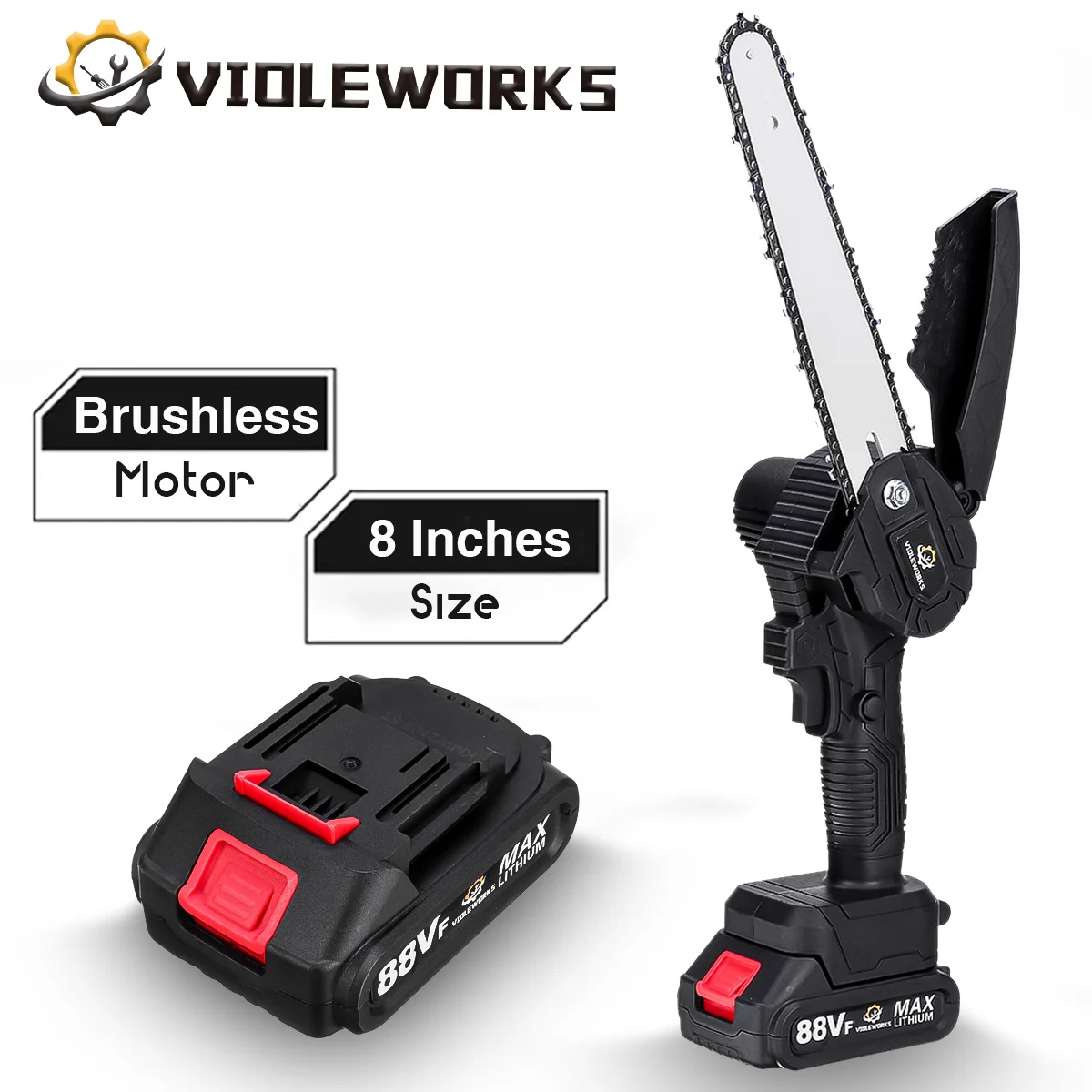 8 Inch Brushless 88VF Electric Chain Saw Mini Chainsaw Rechargeable Wood Cutter Pruning Garden Power Tool For Makita 18V Battery