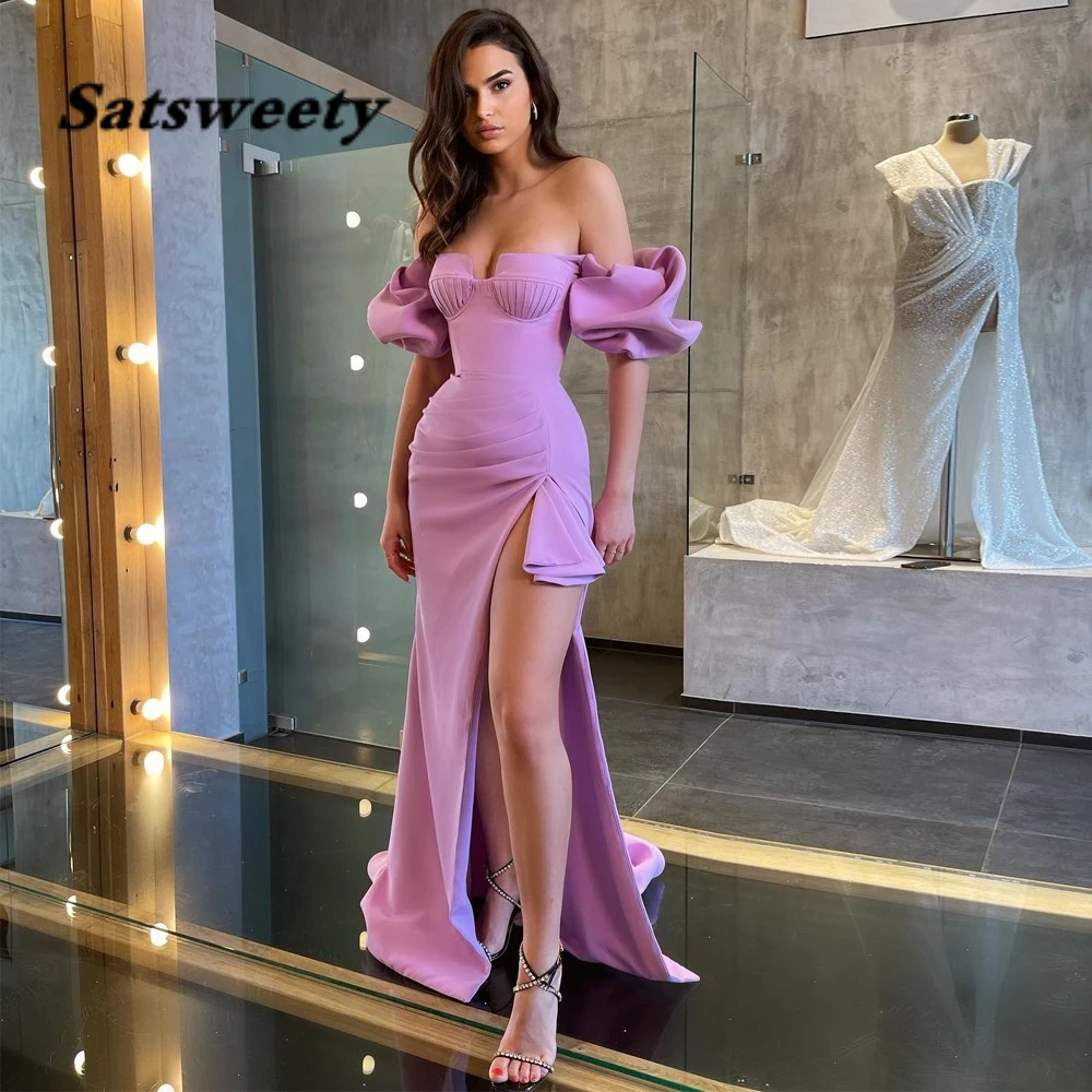 

Sexy Prom Dresses Jersey Slide Split Sweetheart Off-Shoulder Zipper Mermaid Gowns Novia Do New Party Vestidos