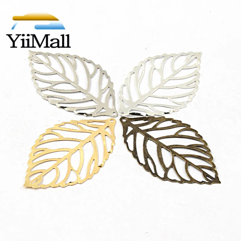 50pcs Gold Color/Bronze/Rhodium/Silver Color Plated Leaves Filigree Wraps Connectors Jewelry Making DIY Charm Pendant Findings