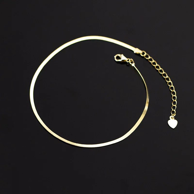 Decoration On Foot Silver Chain 925 Anklet Woman Leg Bracelet For Occasion 925 Gold Color Fashion Summer Accessories For Jewelry