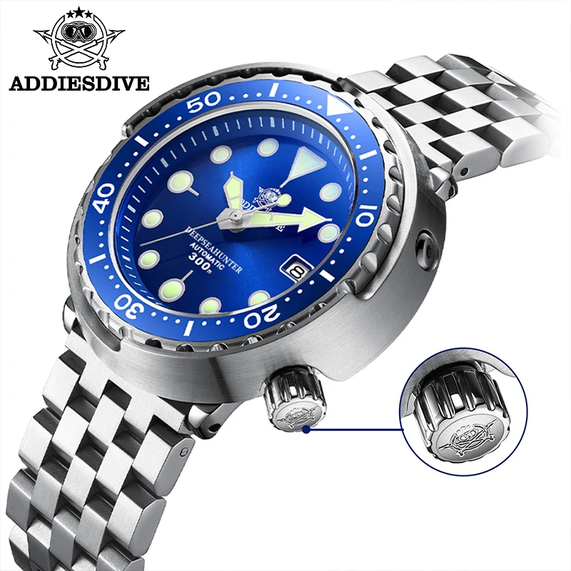 Addies Dive Men\'s Automatic Watch NH35A Sapphire Crystal Ceramic bezel BGW9 Luminous 30bar steel Tuna diver Men watch watches