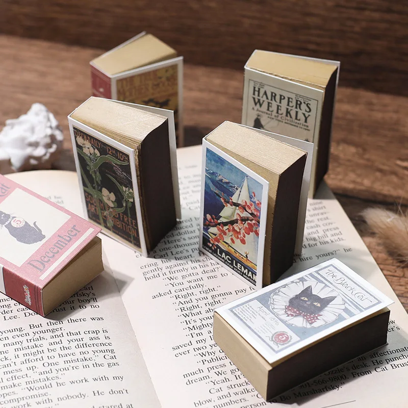 1 Pcs Retro Mini Matchbox Memo Pad Kawaii Tearable Note Student DIY Scrapbooking Kraft Paper Label Stationery