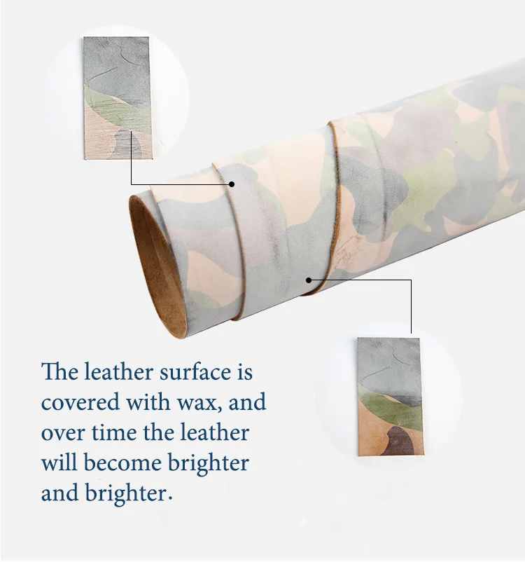 Waxed camouflage Vegetable Tanned leather craft material retro oil rich genuine cowhide Handmade Art Diy