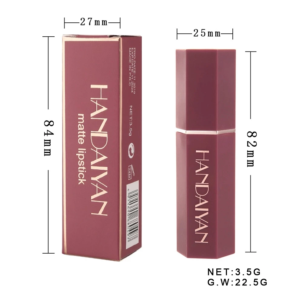 Lápiz labial mate para mujer, maquillaje de larga duración, resistente al agua, Sexy, rojo, rosa, terciopelo, labios desnudos, cosméticos, Batom, 6 colores, venta al por mayor