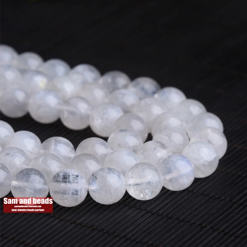 3A grade Natural Stone Blue Moonstone Round Loose Beads 4 6 8 10 MM Diy Spacer Beads for Jewelry Making Accessories