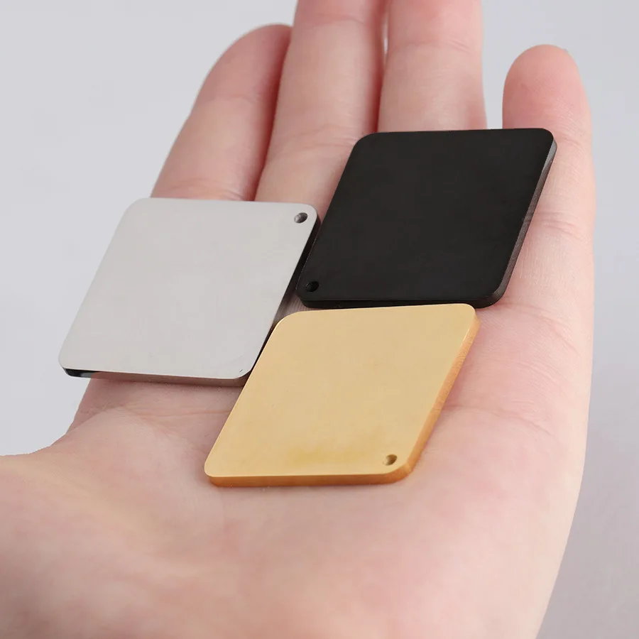 single hole square pendant DIY for necklace lettering calendar pendant accessories 20pcs 30mm Mirror polished stainless steel